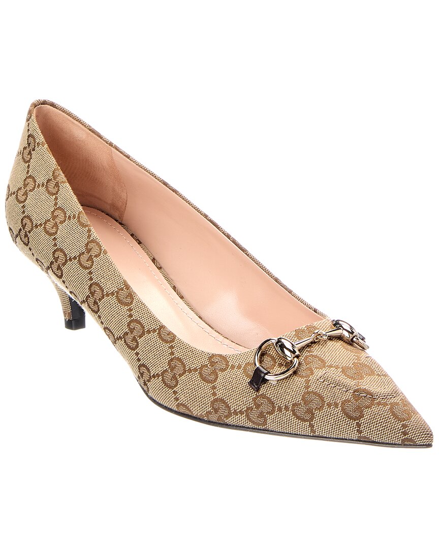 Gucci Horsebit Gg Supreme Canvas & Leather Pump