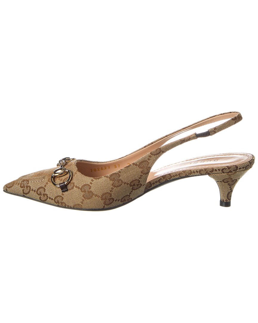 Gucci Horsebit Gg Canvas Slingback Pump