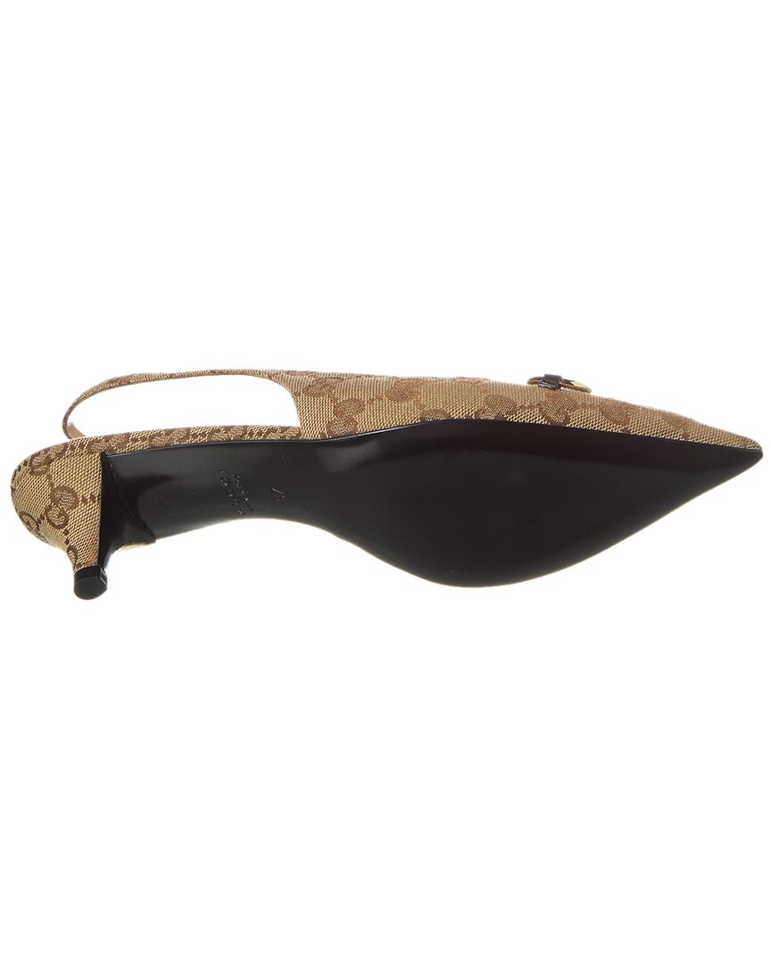 Gucci Horsebit Gg Canvas Slingback Pump