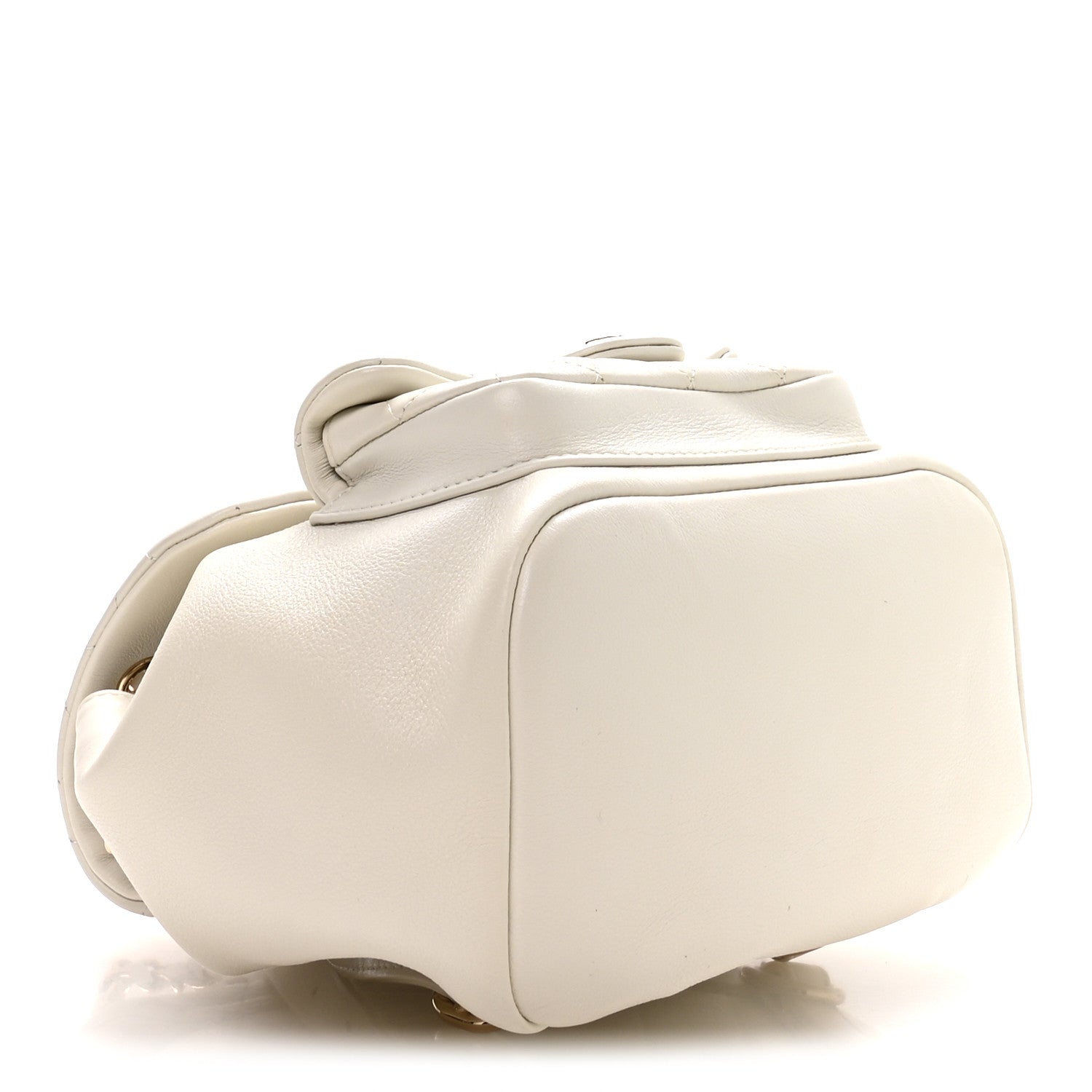 Lambskin Quilted Small Duma Drawstring Backpack White