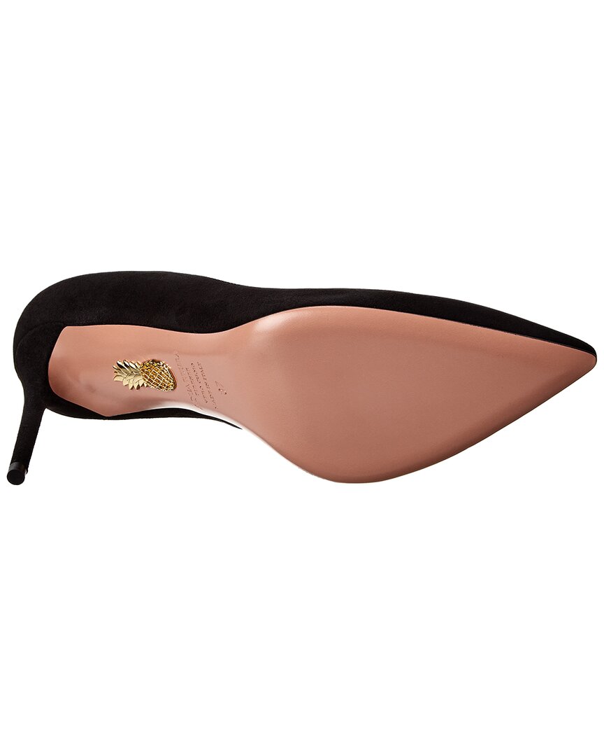 Aquazzura Purist 85 Suede Pump, 36, Black