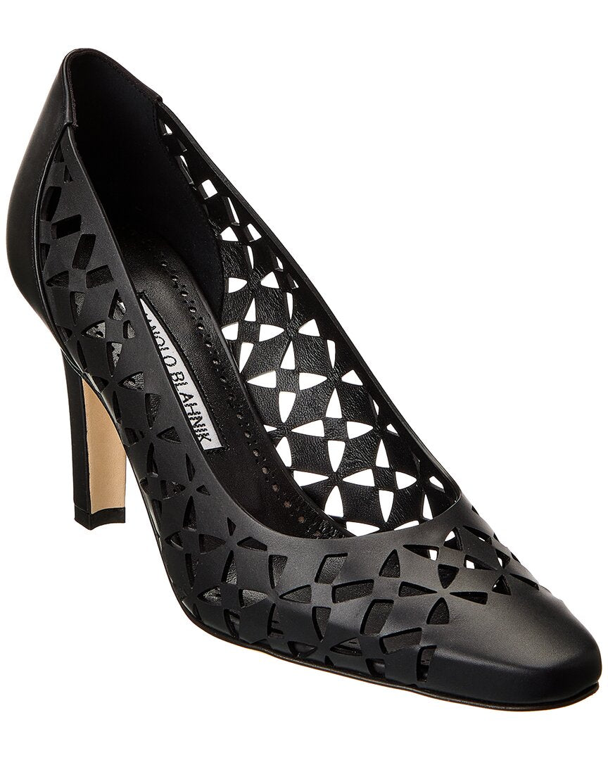 Manolo Blahnik Tolvina 90 Leather Pump Black