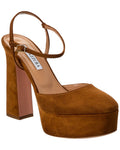 Aquazzura Groove Plateau 120 Suede Platform Pump Brown Multi 39
