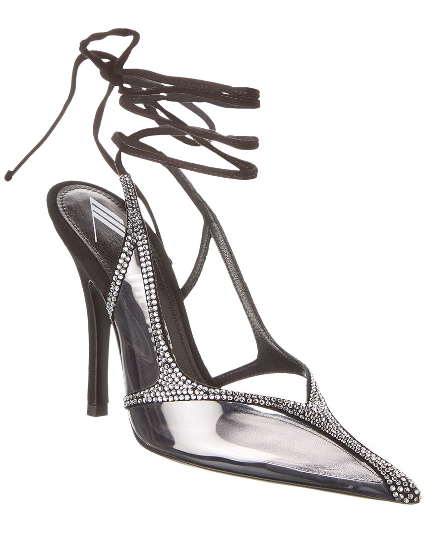 The Attico Venus Suede & Vinyl Slingback Pump Black