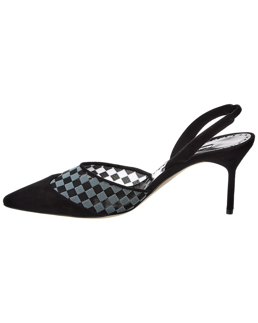 Manolo Blahnik Mingosli 70 Mesh & Suede Slingback Pump