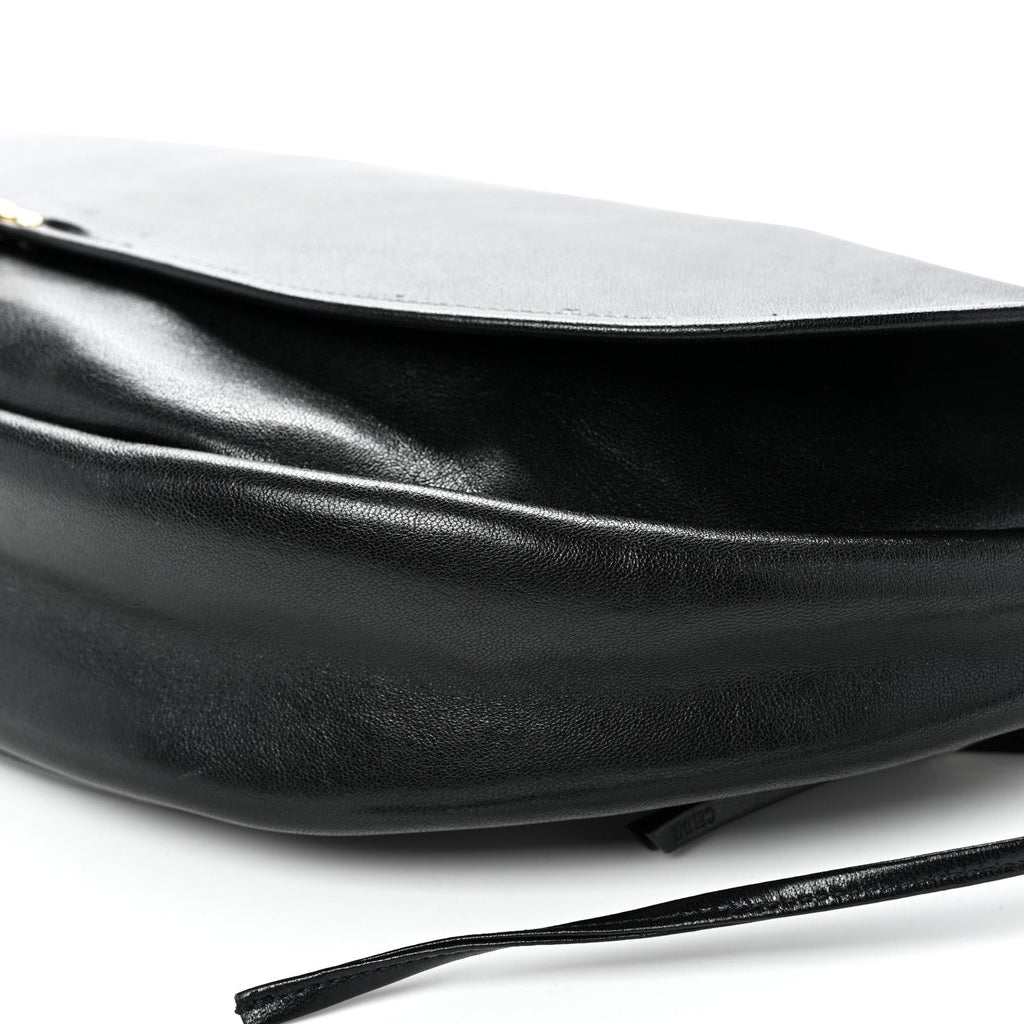 Shiny Lambskin Soft Triomphe Half Moon Bag Black