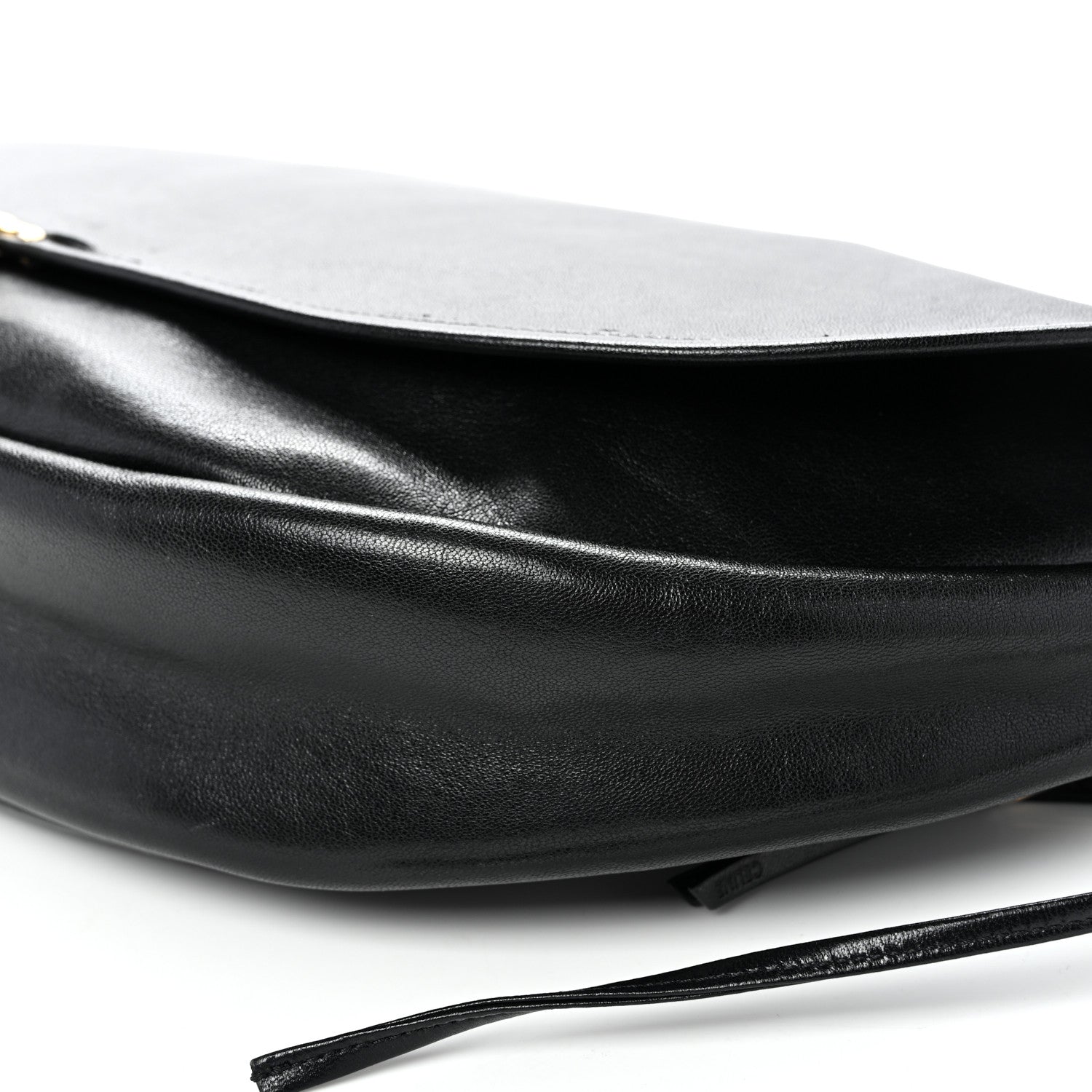 Shiny Lambskin Soft Triomphe Half Moon Bag Black