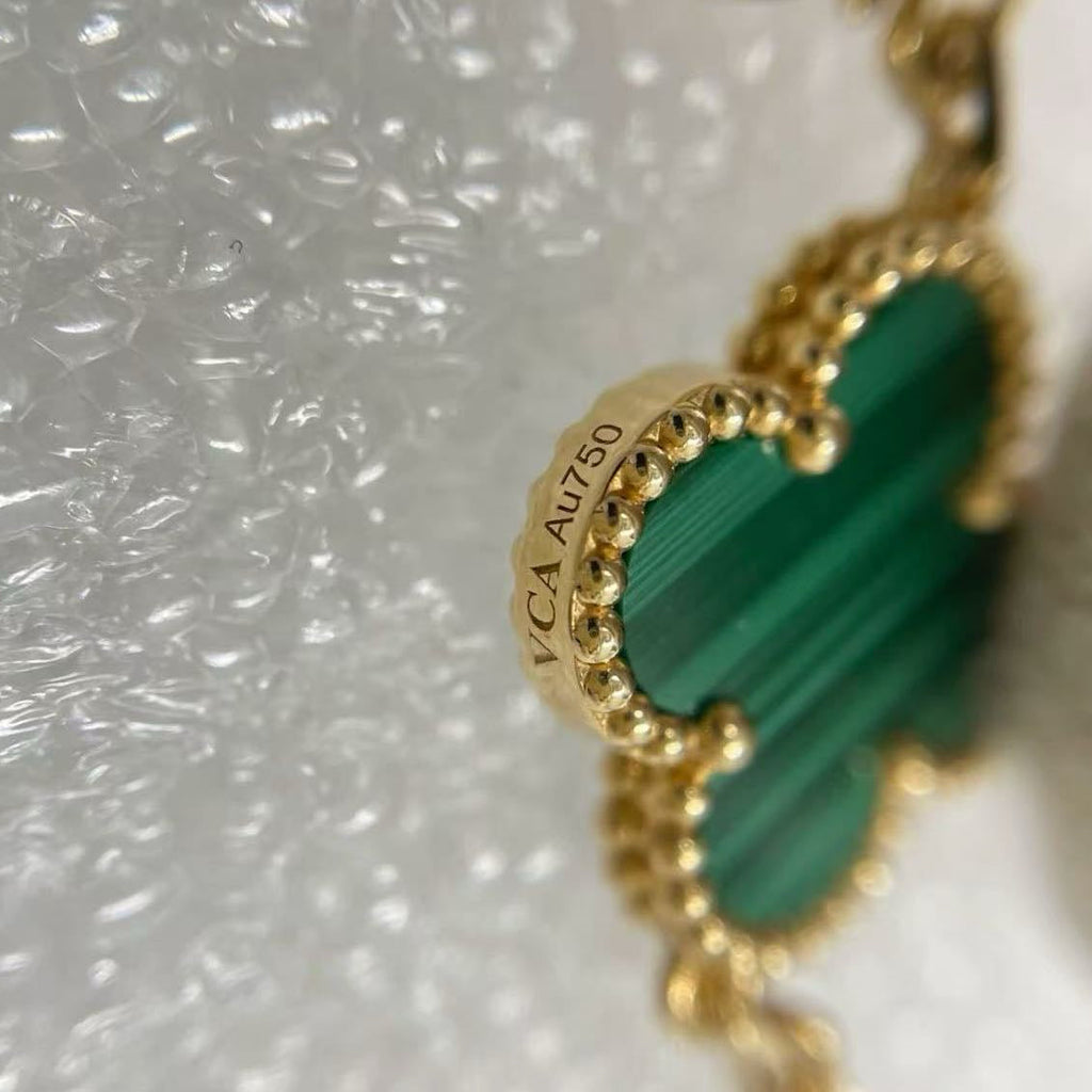 Van Cleef & Arpels Vintage Alhambra 5 Motif Bracelet Yellow Gold Malachite 2019