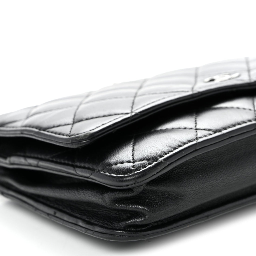 Lambskin Quilted Wallet On Chain WOC Black
