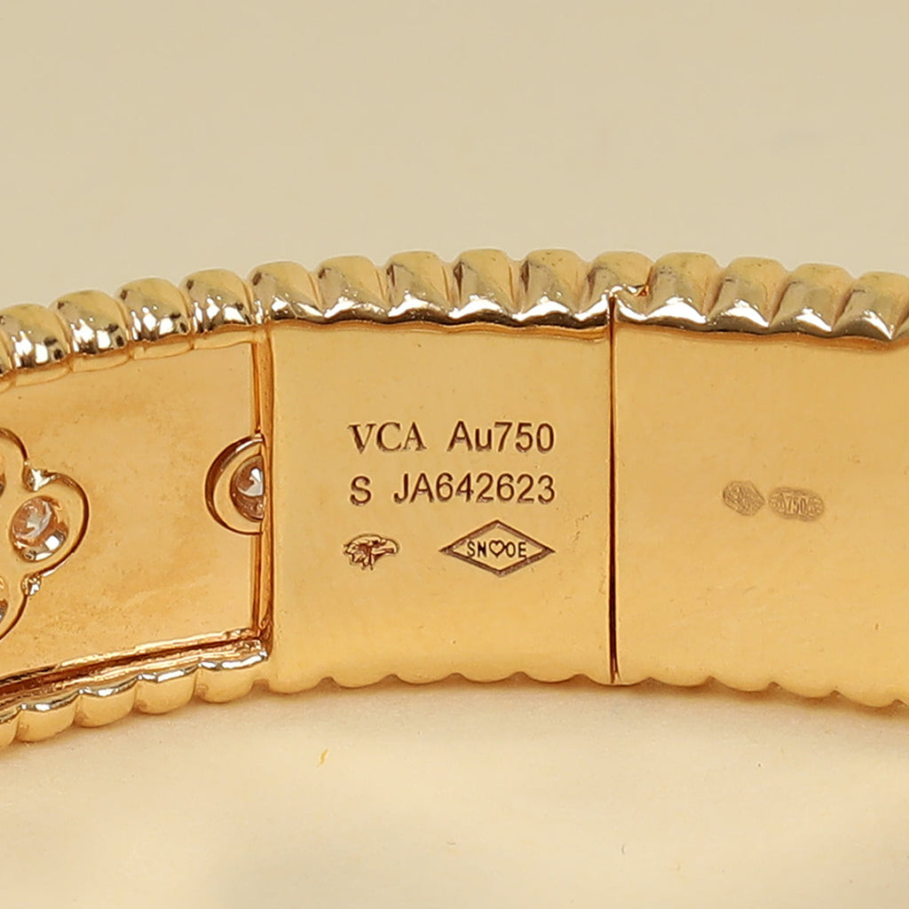 Van Cleef & Arpels 18K Rose Gold Diamonds Perlée Clovers Small Model Bracelet