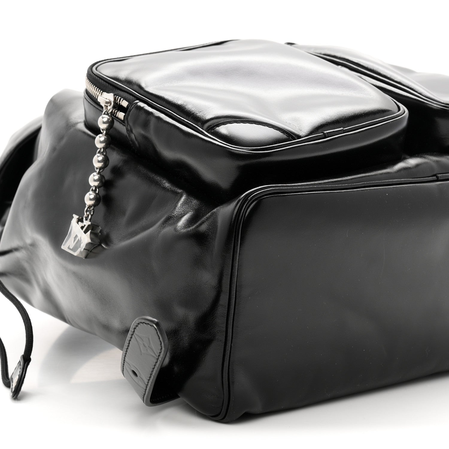 Shiny Calfskin Montsouris Cargo Backpack Black