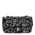 Tweed Swarovski Crystal Leopard Jumbo Flap  Black