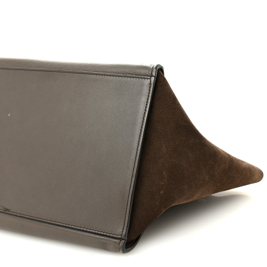 Calfskin Suede Large Tri-color Trapeze Taupe
