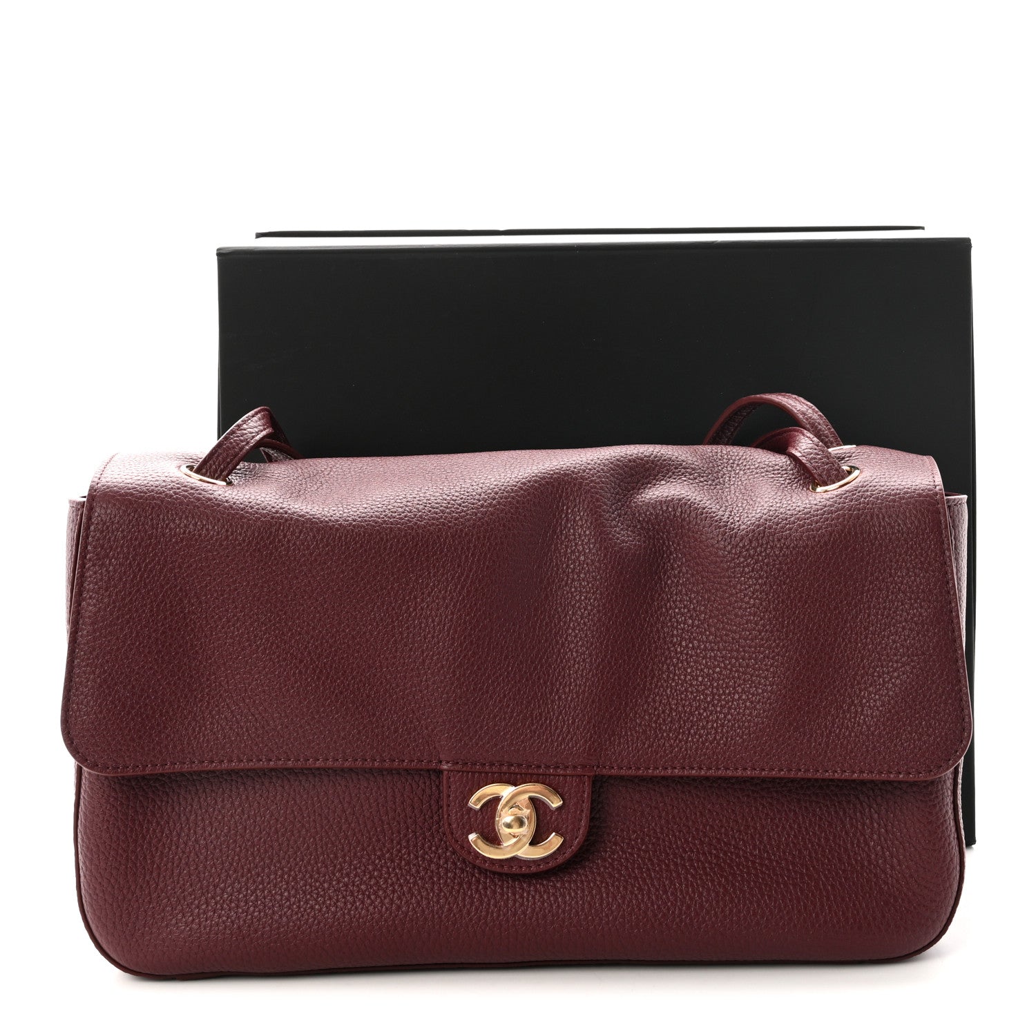 Grained Calfskin Small Souplissimo Maxi Flap Burgundy