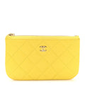 Caviar Quilted Small Cosmetic Case Yellow