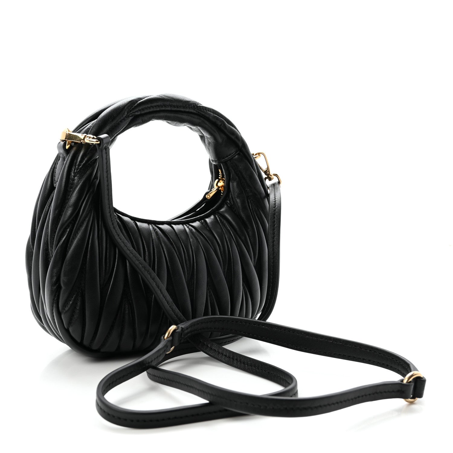 Nappa Matelasse Mini Wander Hobo Black