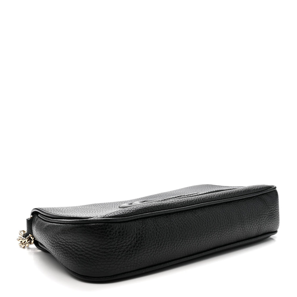 Pebbled Calfskin Medium Soho Flap Crossbody Black