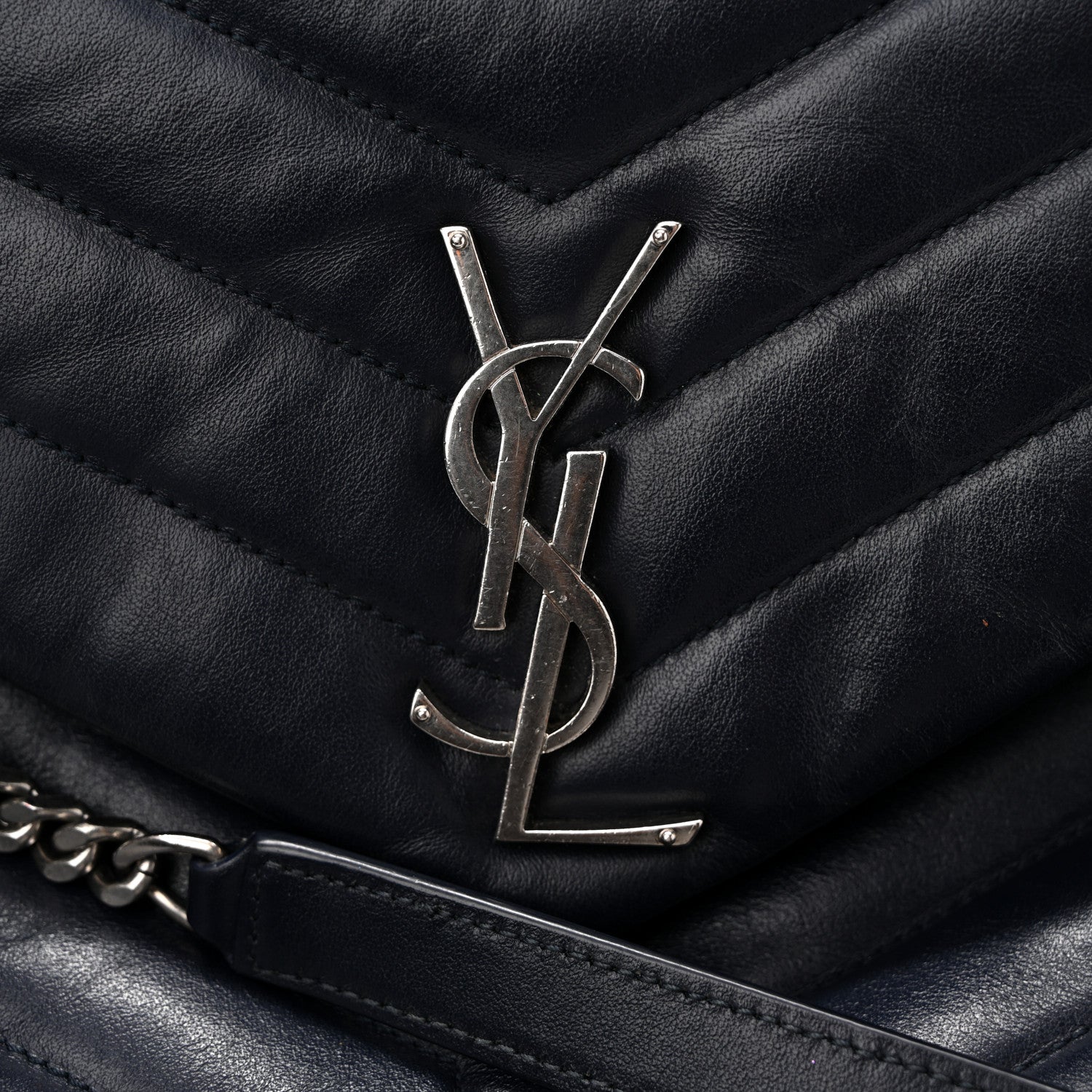 Calfskin Y Quilted Monogram Medium Loulou Chain Satchel Medium Blue