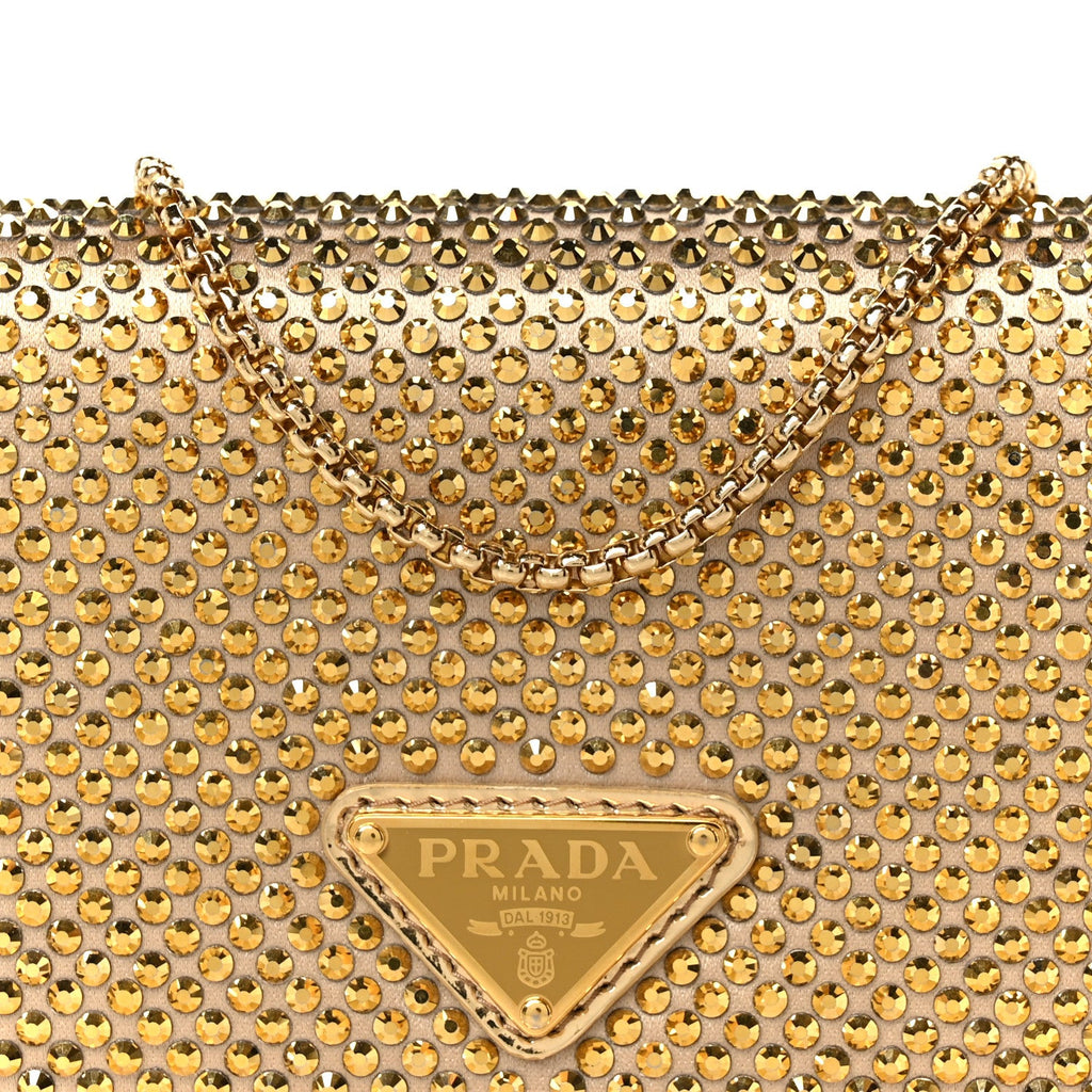 Satin Crystal Metal Triangle Logo Card Holder With Strap Platino