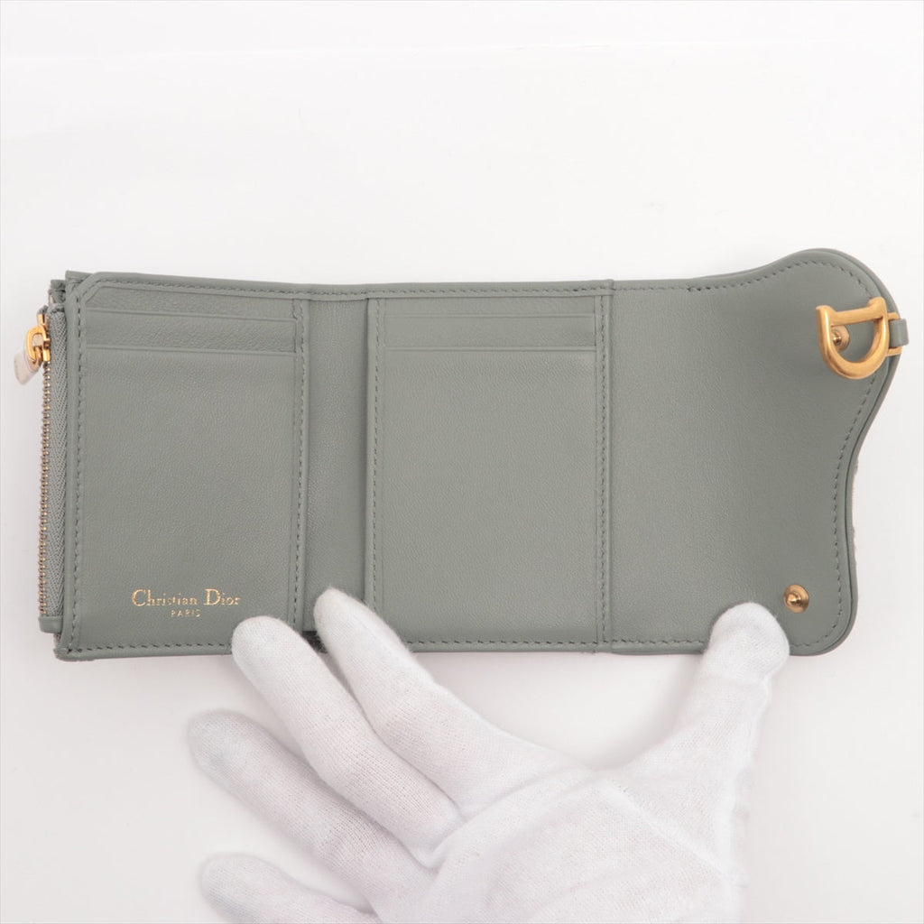Christian Dior Gray Dior Oblique Jacquard Medium Saddle Wallet [Clearance Sale]