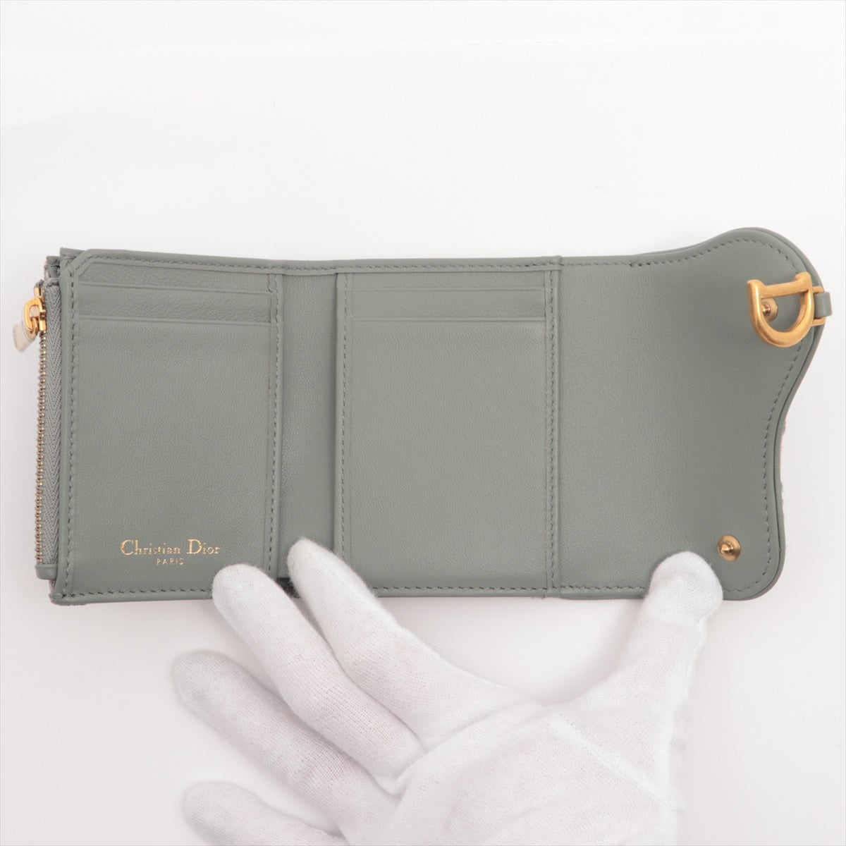 Christian Dior Gray Dior Oblique Jacquard Medium Saddle Wallet [Clearance Sale]