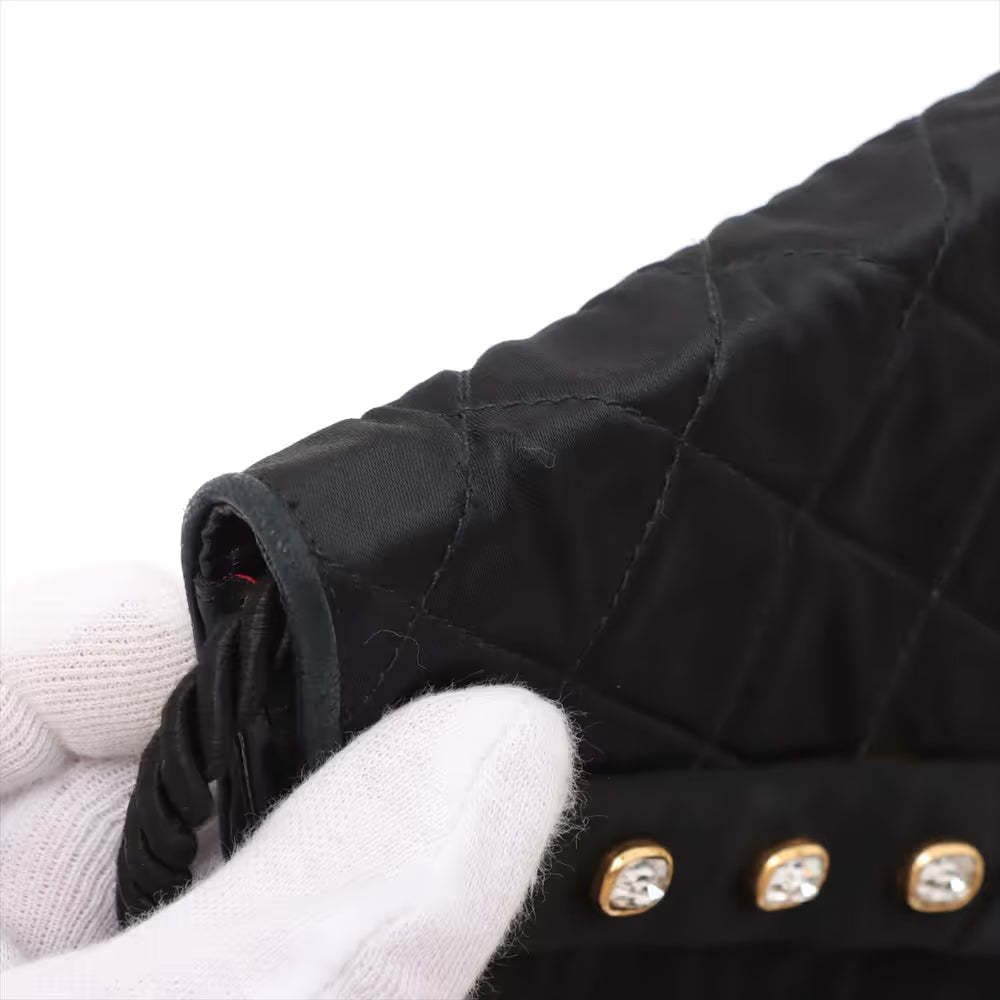 Chanel Matelasse Nylon Rhinestone Shoulder Bag Black