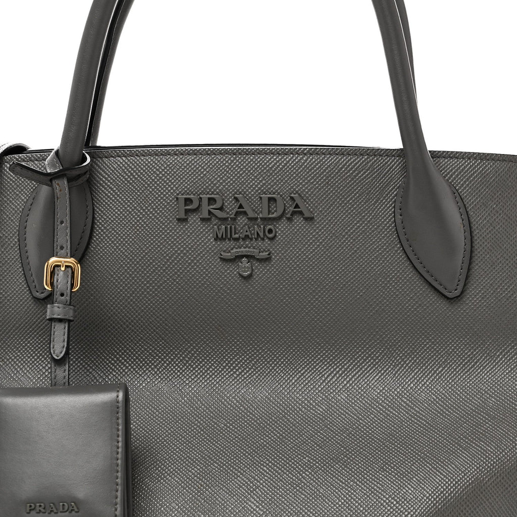 Saffiano Cuir Calfskin Medium Monochrome Top Handle Tote Ardesia