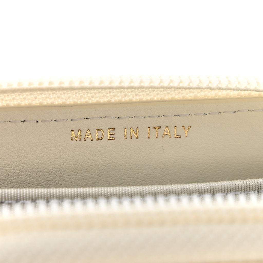 Caviar Quilted Boy Zip Around Coin Purse Wallet White
