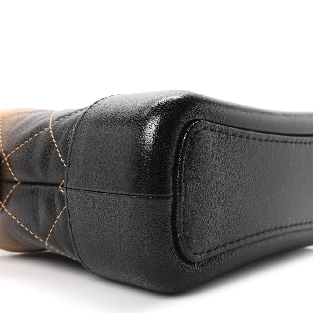Metallic Goatskin Quilted Small Gabrielle Hobo Gold Black