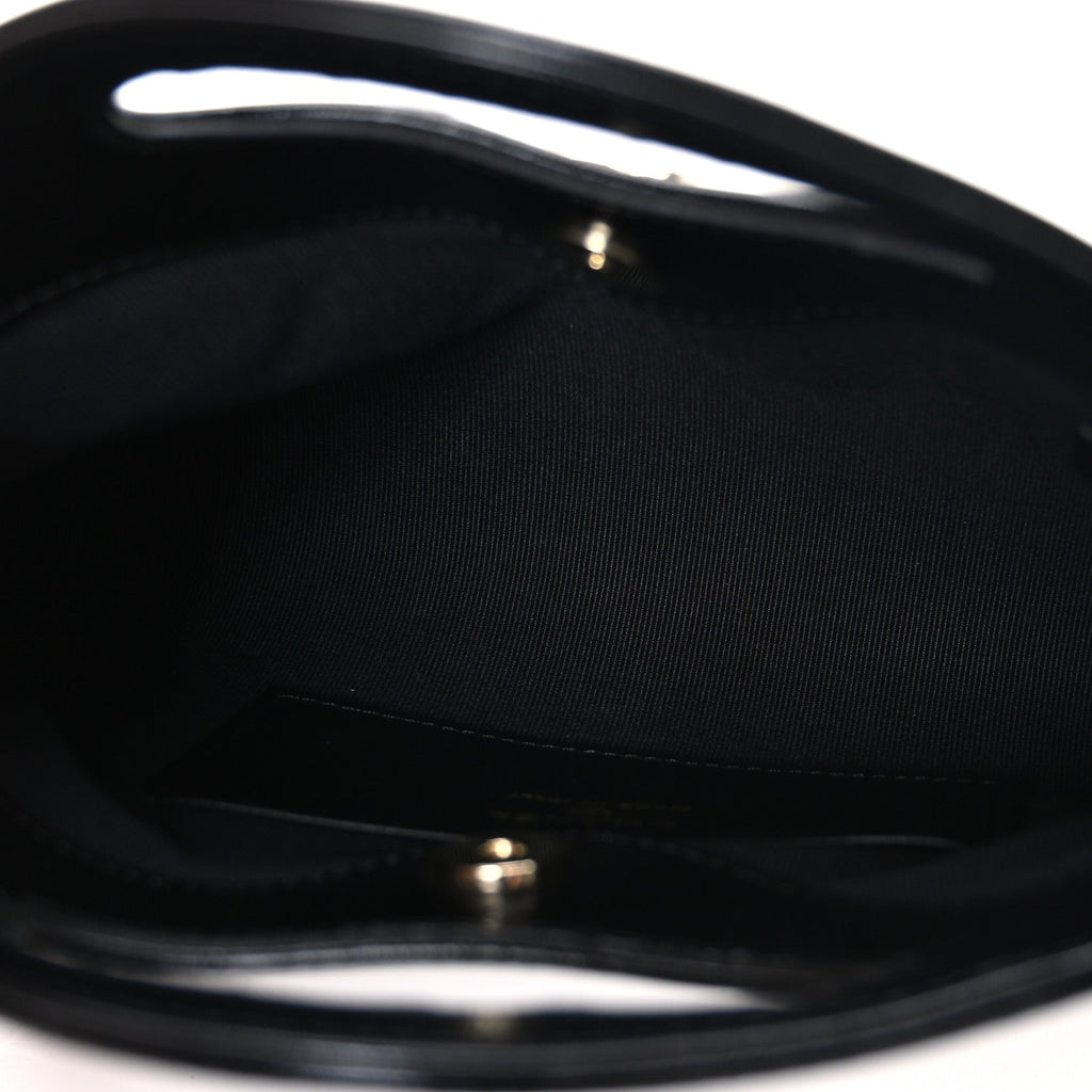 Shiny Crumpled Calfskin Quilted Nano 31 Shopping Bag Black