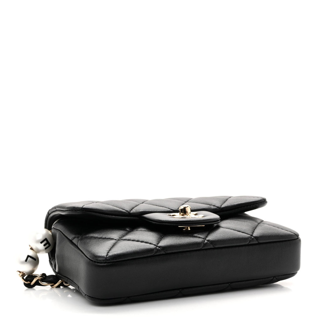 Lambskin Quilted Mini My Precious Waist Bag Black