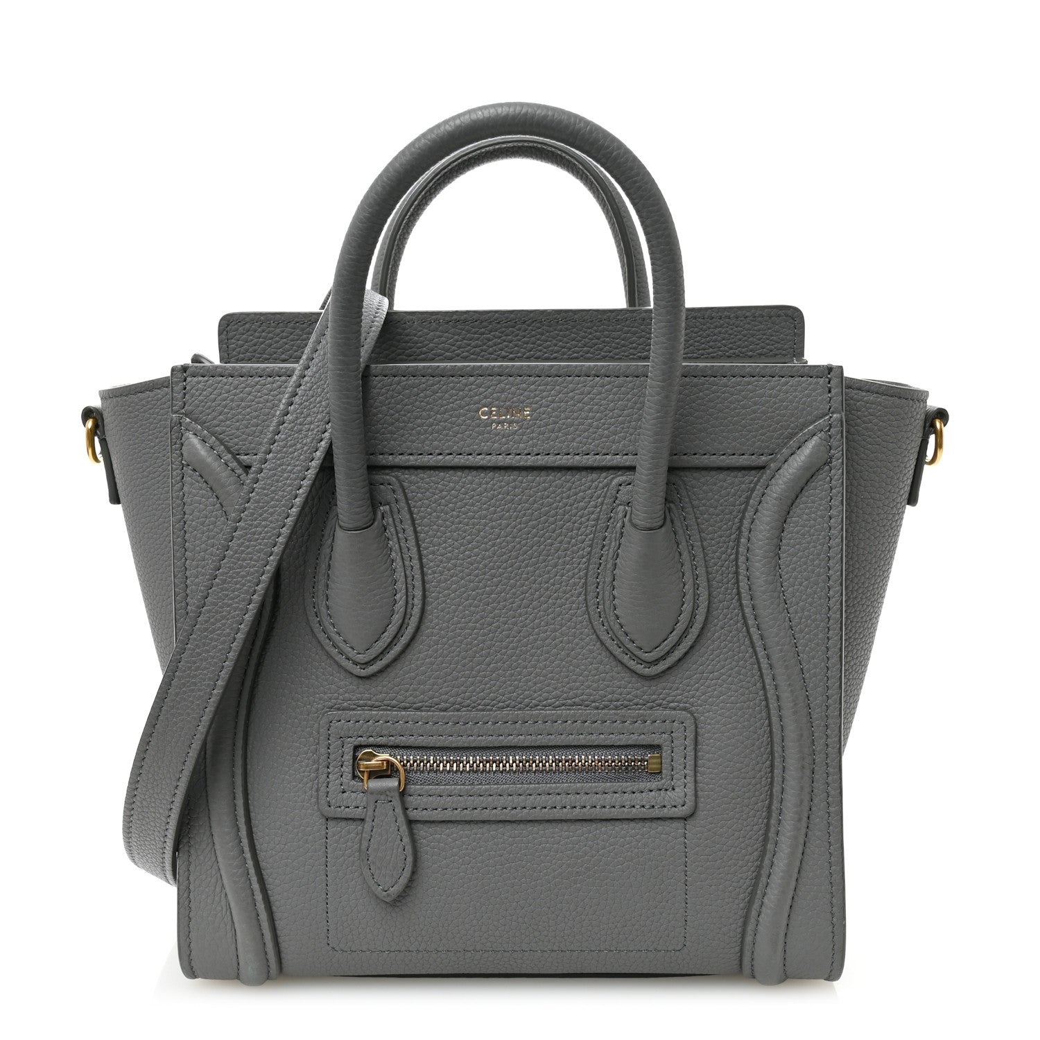 Baby Drummed Calfskin Nano Luggage Kohl