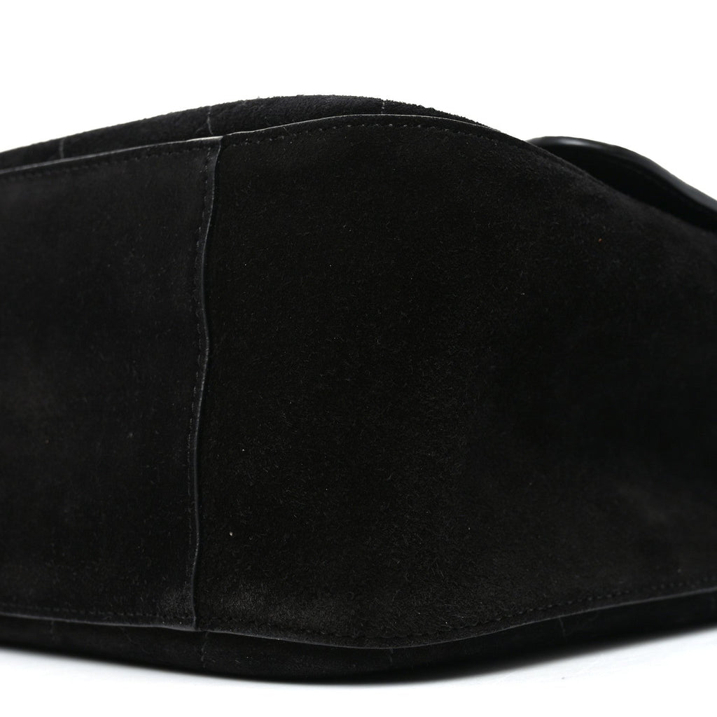 Suede Calfskin Small Souplissimo Maxi Flap Black Black