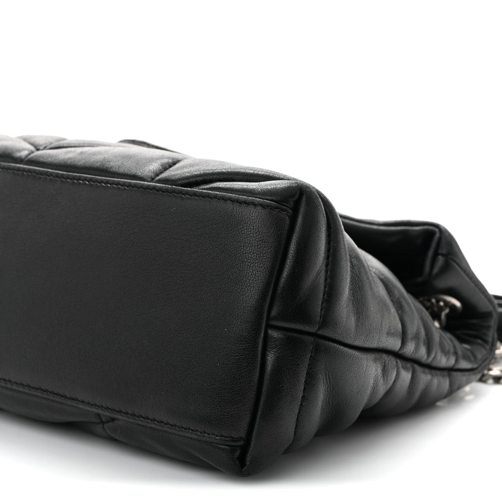 Lambskin Quilted Small Loulou Puffer Monogram Chain Satchel Black