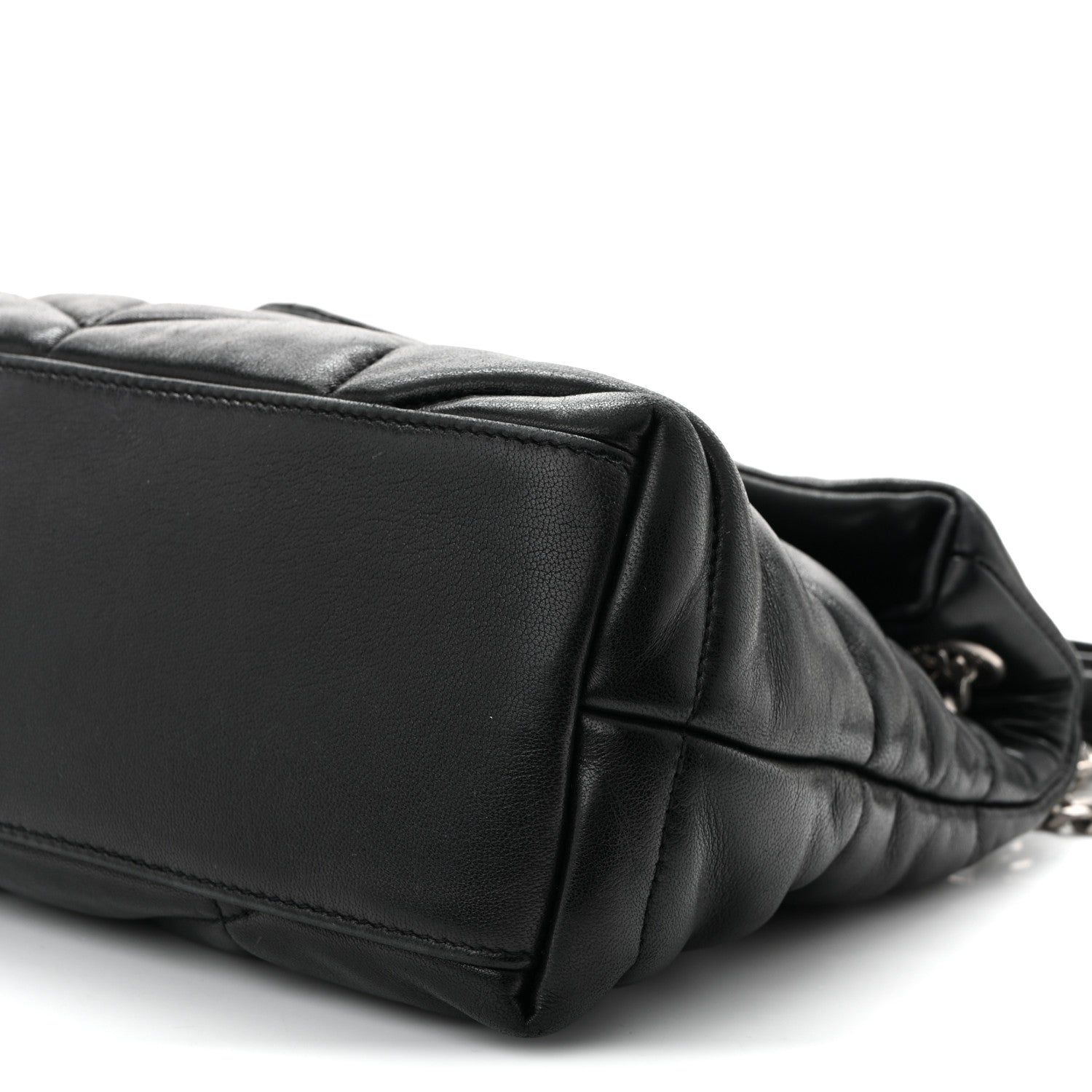 Lambskin Quilted Small Loulou Puffer Monogram Chain Satchel Black