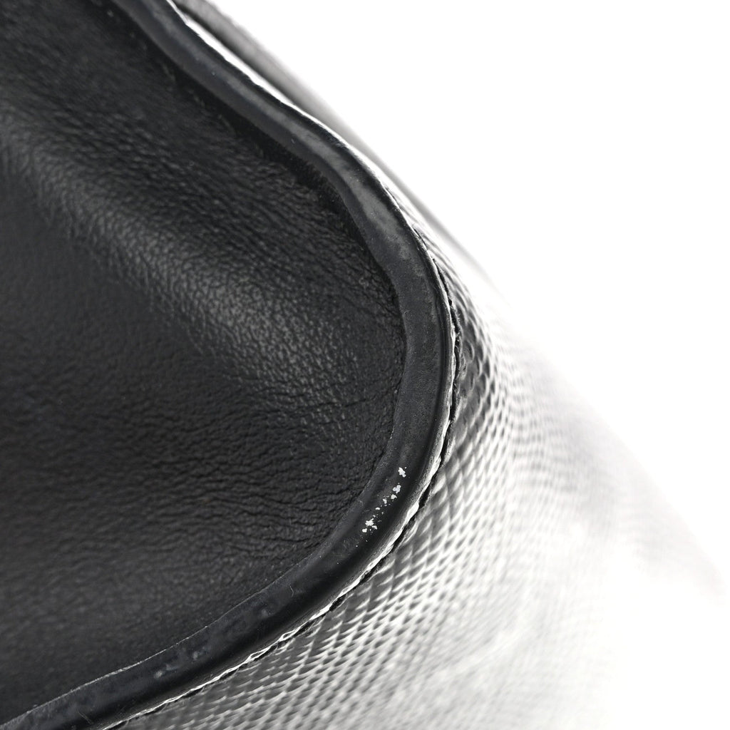 Saffiano Cuir Calfskin Monochrome Envelope Flap Chain Shoulder Bag Black
