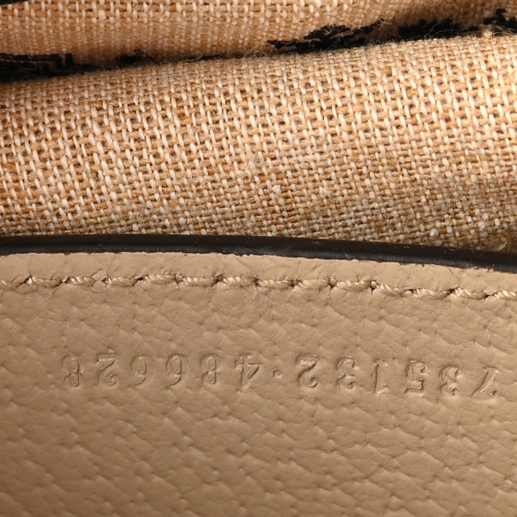GG Supreme Monogram Textured Dollar Calfskin Web Small Ophidia GG Handbag Beige Mystic White Oatmeal