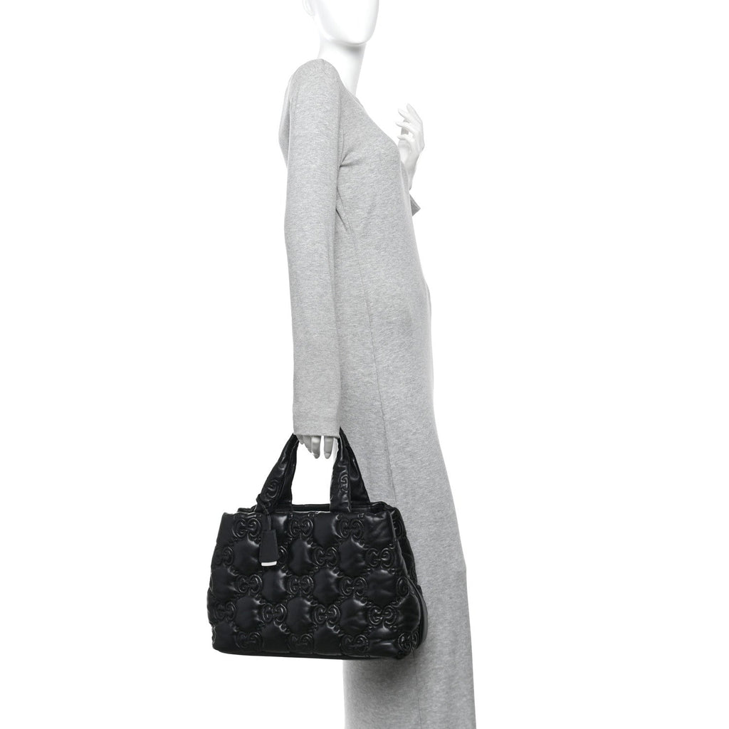 Calfskin GG Matelasse Large Tote Black