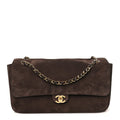 Suede Calfskin Small Souplissimo Maxi Flap Dark Brown Dark Brown