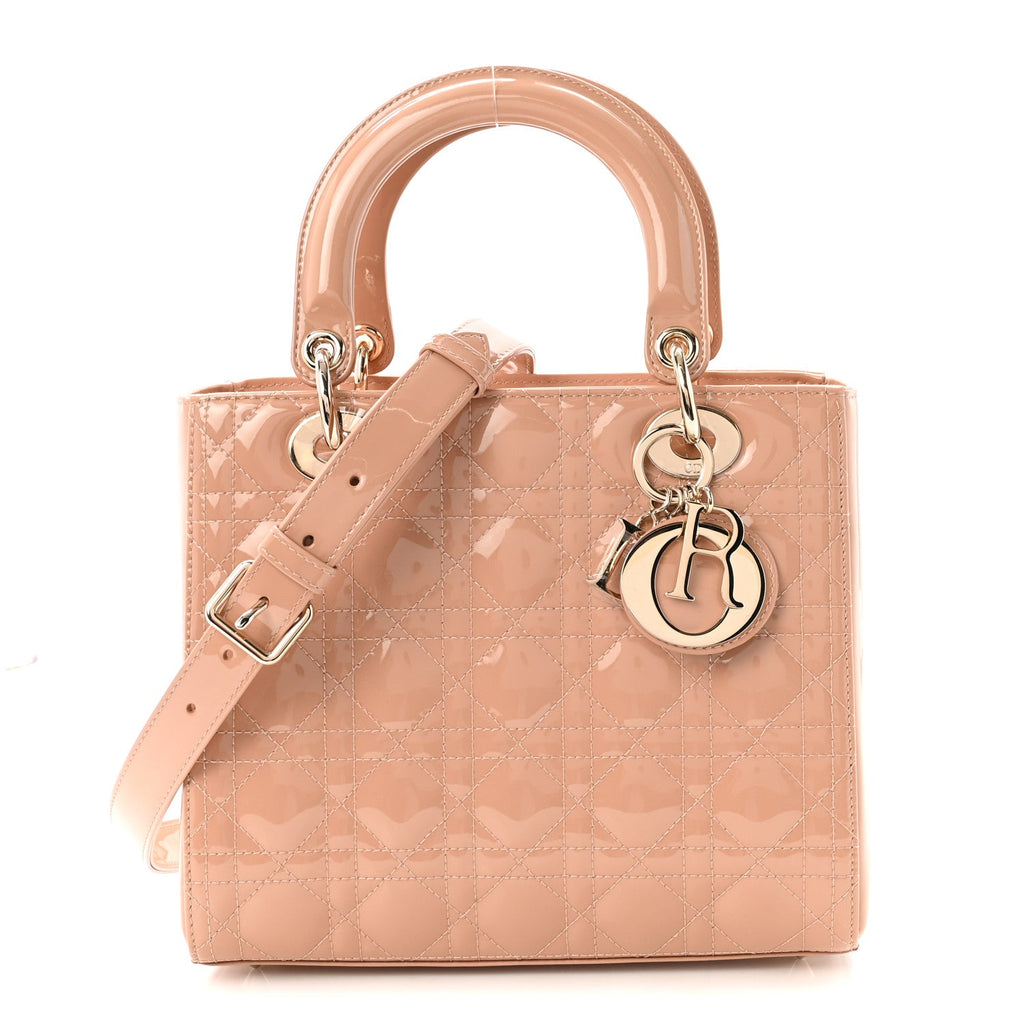 Patent Cannage Medium Lady Dior Rose Des Vents