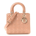 Patent Cannage Medium Lady Dior Rose Des Vents