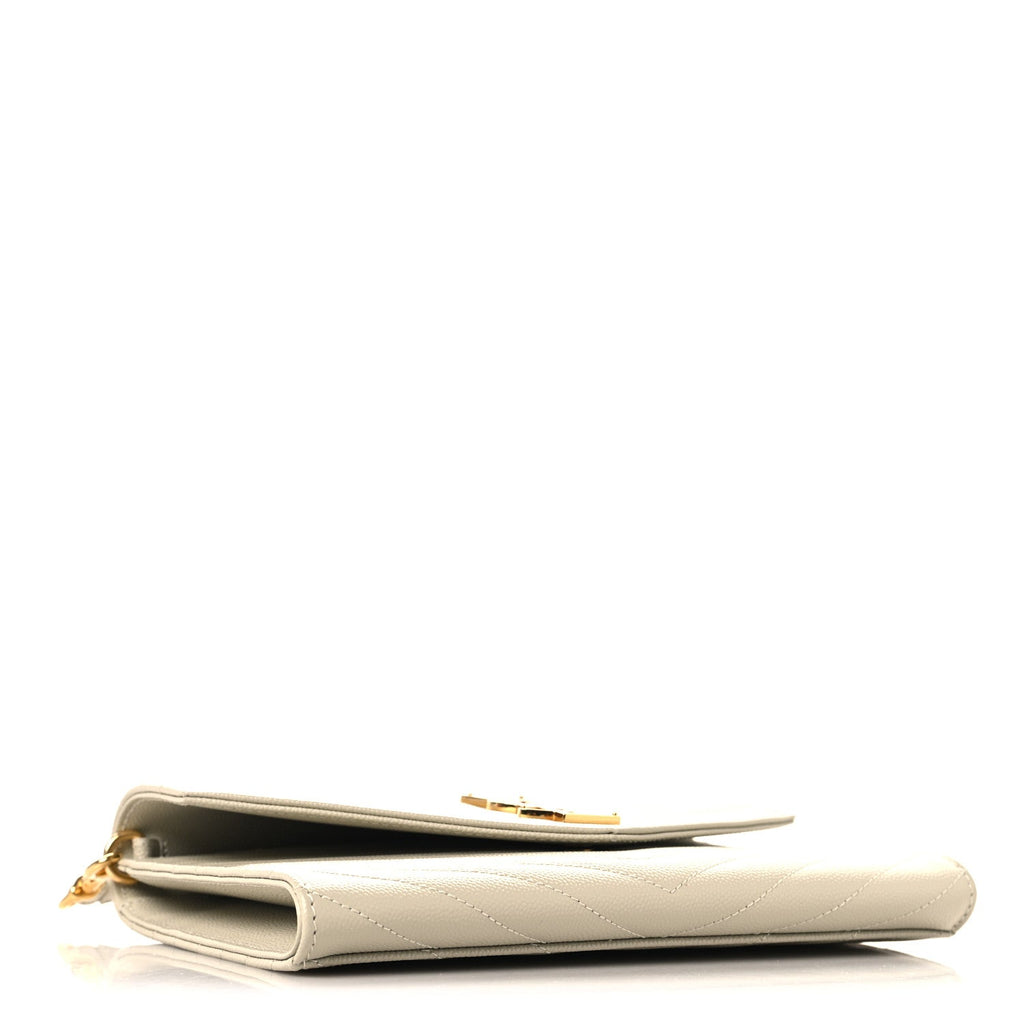 Grain De Poudre Matelasse Chevron Cassandre Envelope Chain Wallet Crema Soft