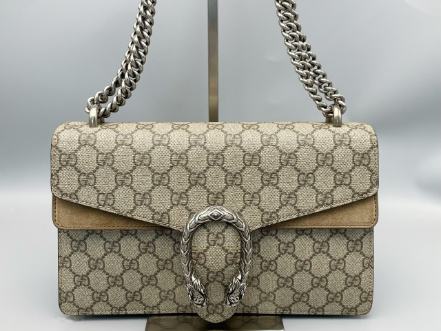 Gucci Dionysus Top Handle Chain Bag Gg Coated Canvas Beige Canvas Shoulder Bag Bag (Authentic  )