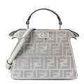 Iridescent Crystal Vitello Laminato Suede FF Petite Peekaboo I SEE U Satchel Cappuccino