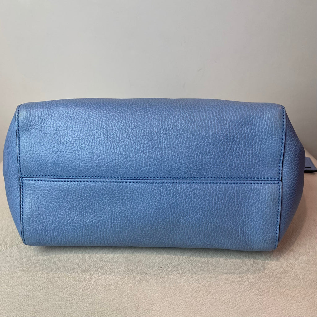 GUCCI Swing Medium Leather Tote Shoulder Bag Light Blue