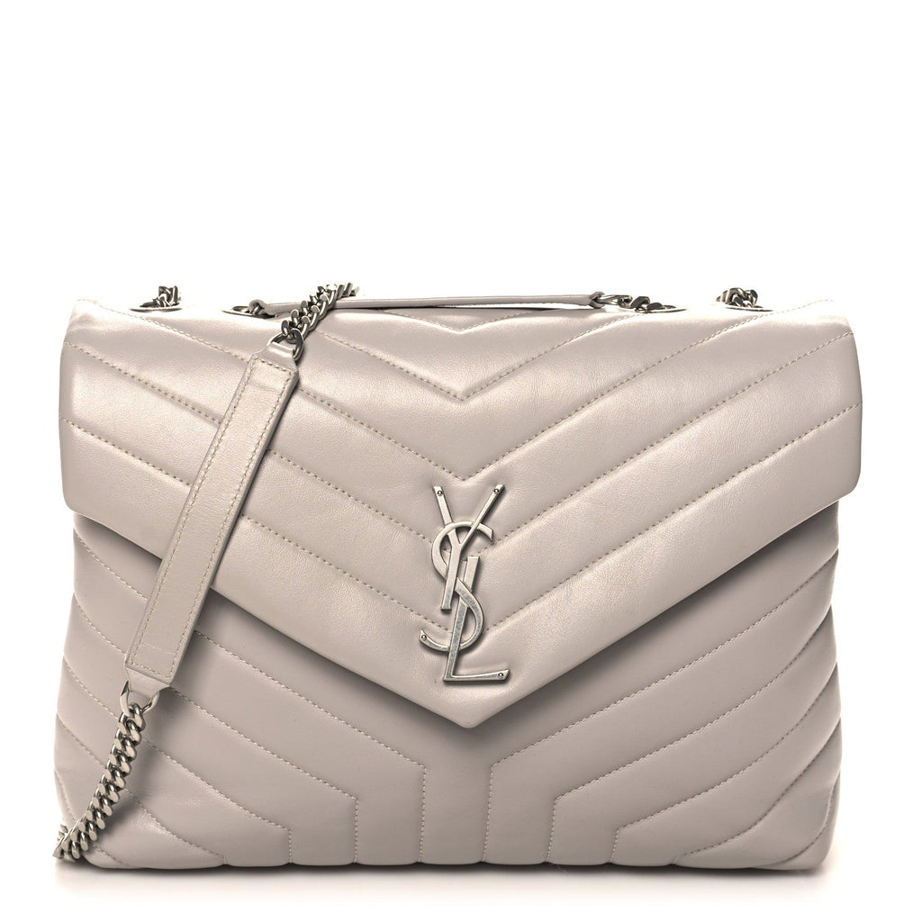 Calfskin Y Quilted Monogram Medium Loulou Chain Satchel Granite