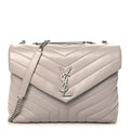 Calfskin Y Quilted Monogram Medium Loulou Chain Satchel Granite