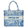 Christian Dior Book Tote Embroidered Leather Blue Canvas Handbag (Authentic  )