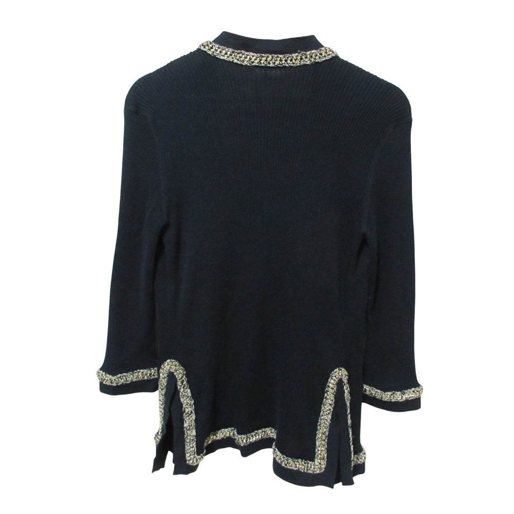 Chanel Chain Trim Rib Knit Cardigan