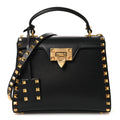 Grainy Calfskin Small Rockstud Alcove Top-Handle Flap Bag Black